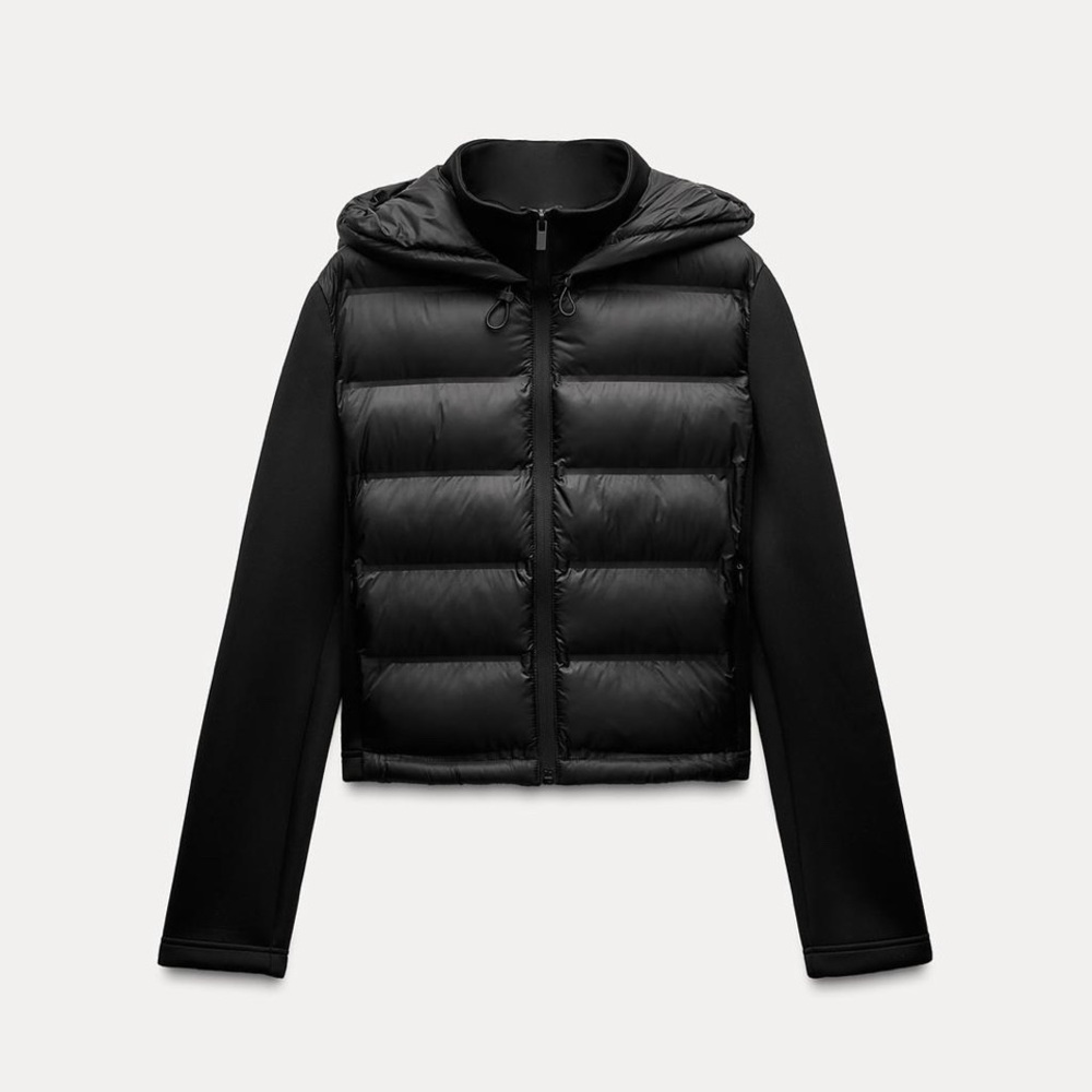 Zara Neoprene Effect Puffer Jacket
